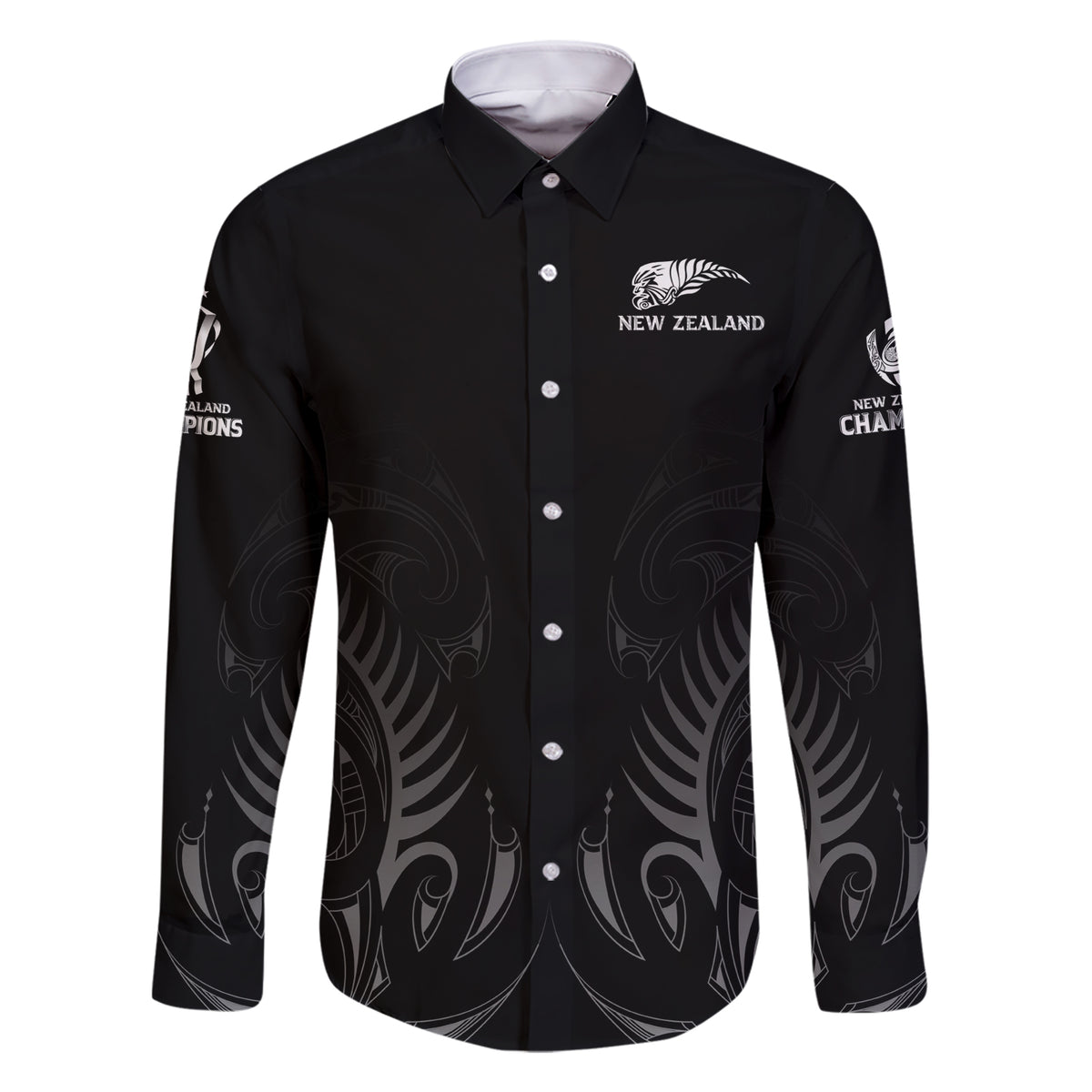 New Zealand Family Matching Short Sleeve Bodycon Dress and Hawaiian Shirt Rugby 2023 Champions Black - Wonder Print Shop