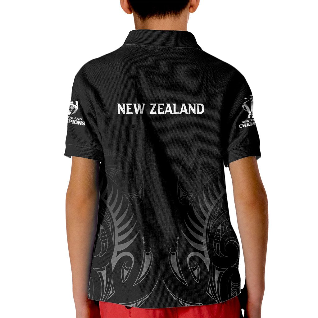 New Zealand Kid Polo Shirt Rugby 2023 Champions Black - Wonder Print Shop