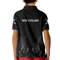 New Zealand Kid Polo Shirt Rugby 2023 Champions Black - Wonder Print Shop