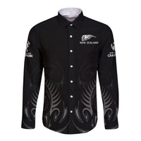 New Zealand Long Sleeve Button Shirt Rugby 2023 Champions Black - Wonder Print Shop