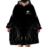 New Zealand Wearable Blanket Hoodie Rugby 2023 Champions Black - Wonder Print Shop