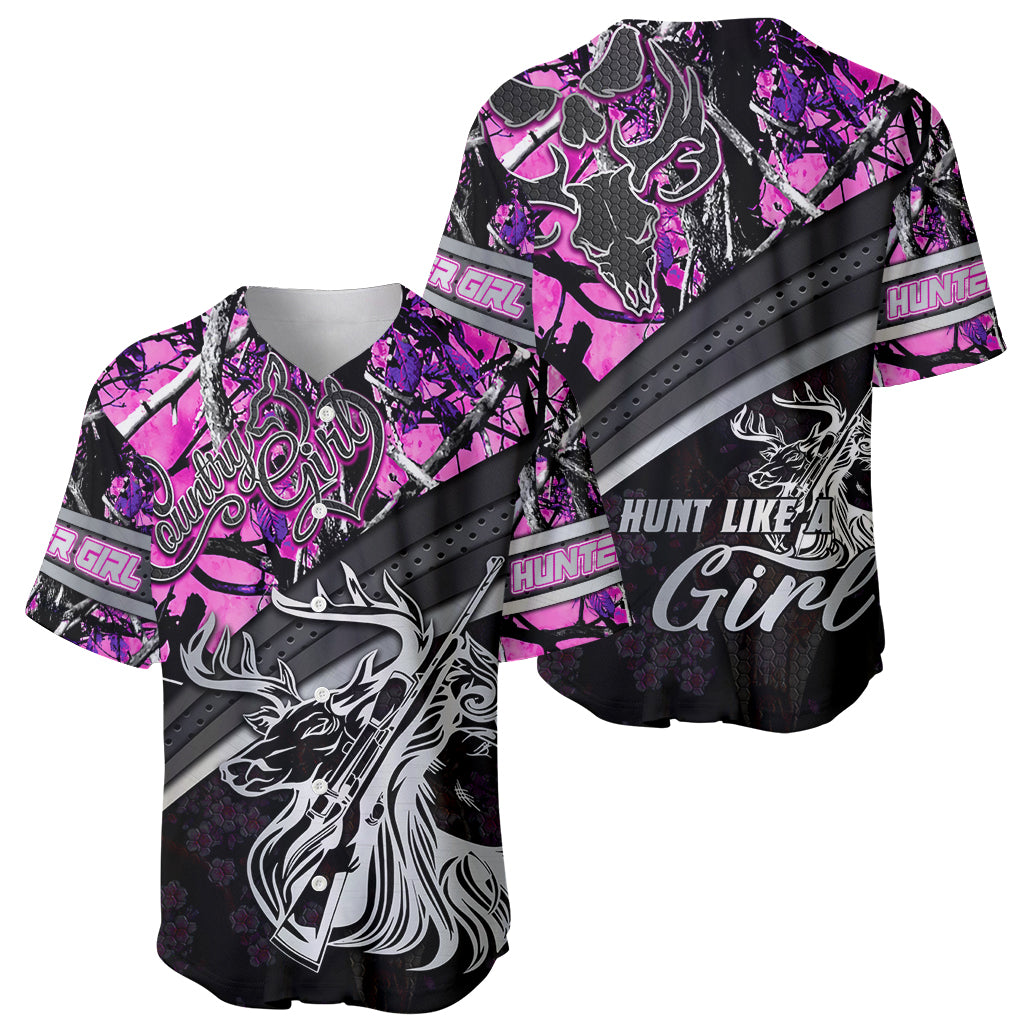 Hunt Like A Girl Baseball Jersey Forest Purple - Wonder Print Shop