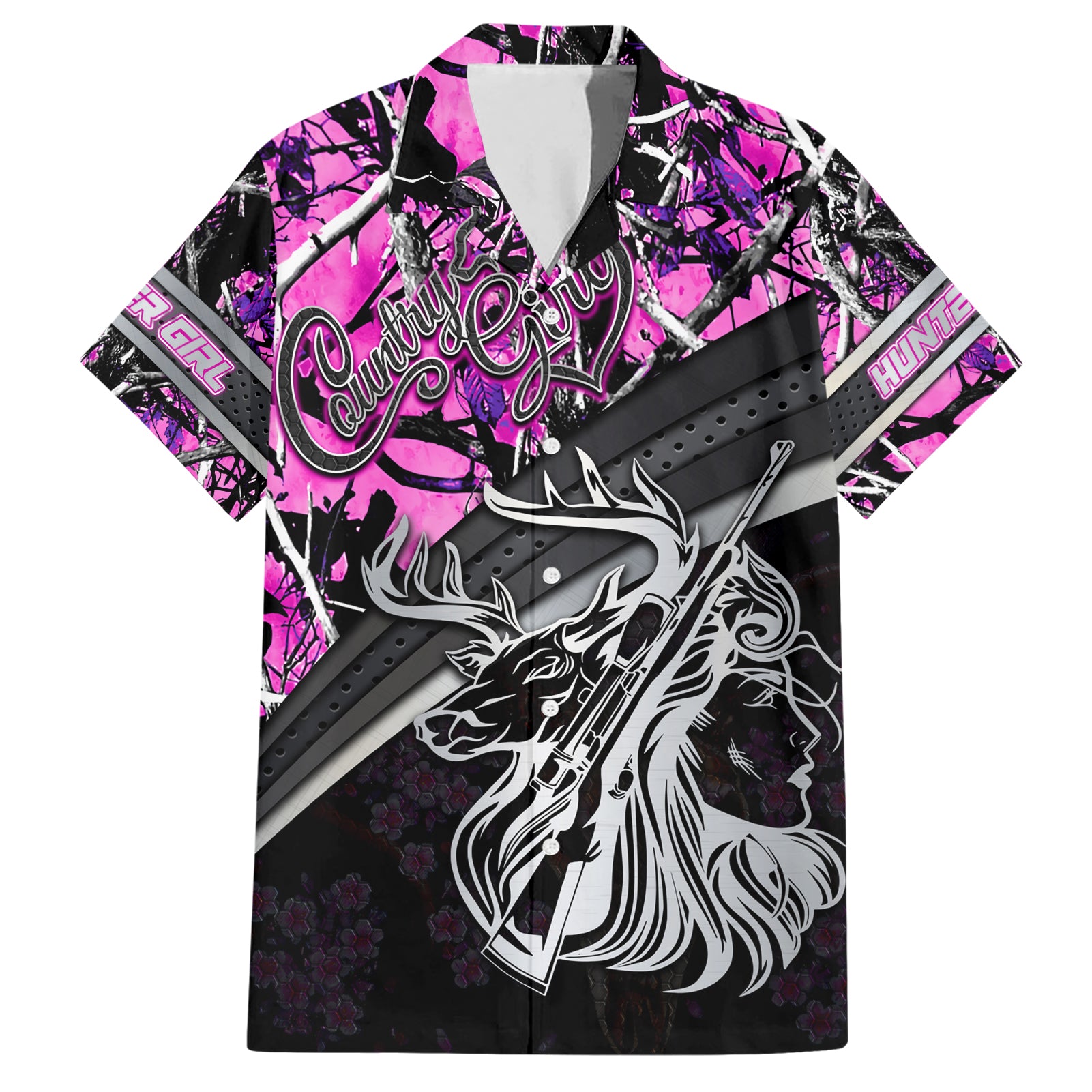 Hunt Like A Girl Hawaiian Shirt Forest Purple - Wonder Print Shop