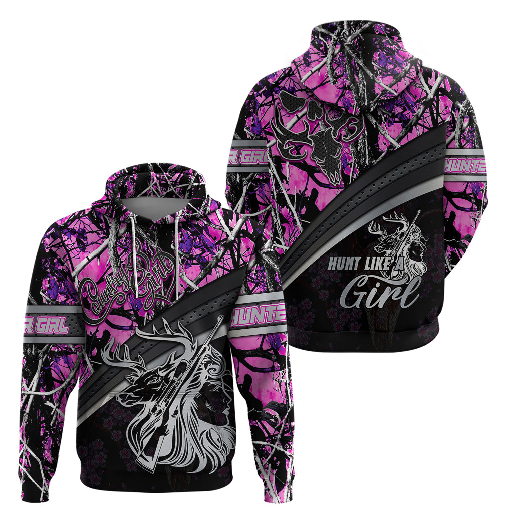 Hunt Like A Girl Hoodie Forest Purple - Wonder Print Shop