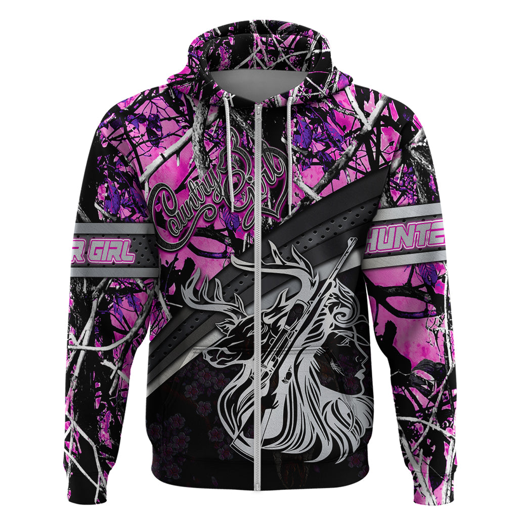 Hunt Like A Girl Hoodie Forest Purple - Wonder Print Shop