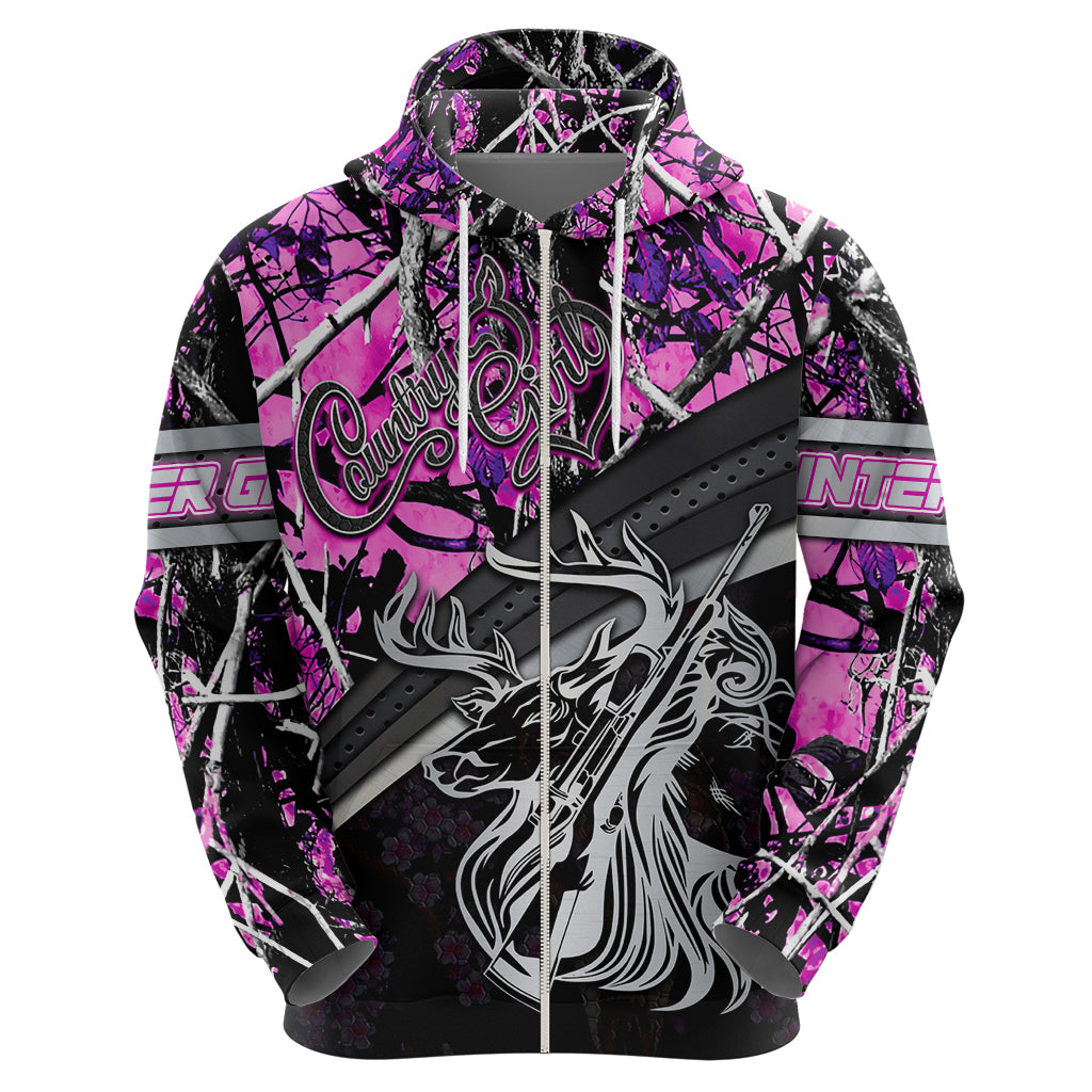 Hunt Like A Girl Hoodie Forest Purple - Wonder Print Shop