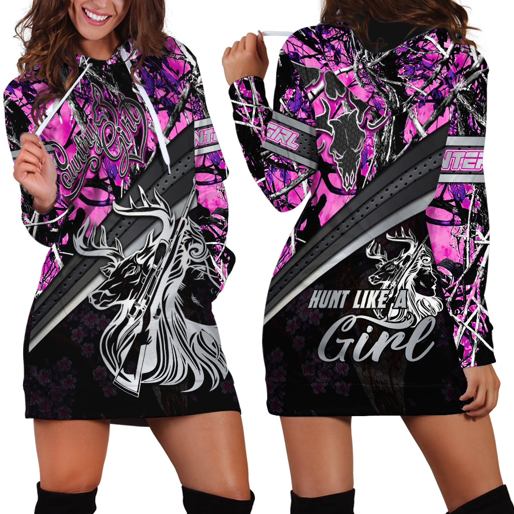 Hunt Like A Girl Hoodie Dress Forest Purple - Wonder Print Shop