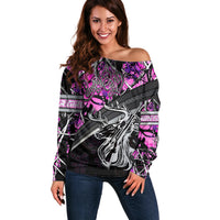 Hunt Like A Girl Off Shoulder Sweater Forest Purple - Wonder Print Shop
