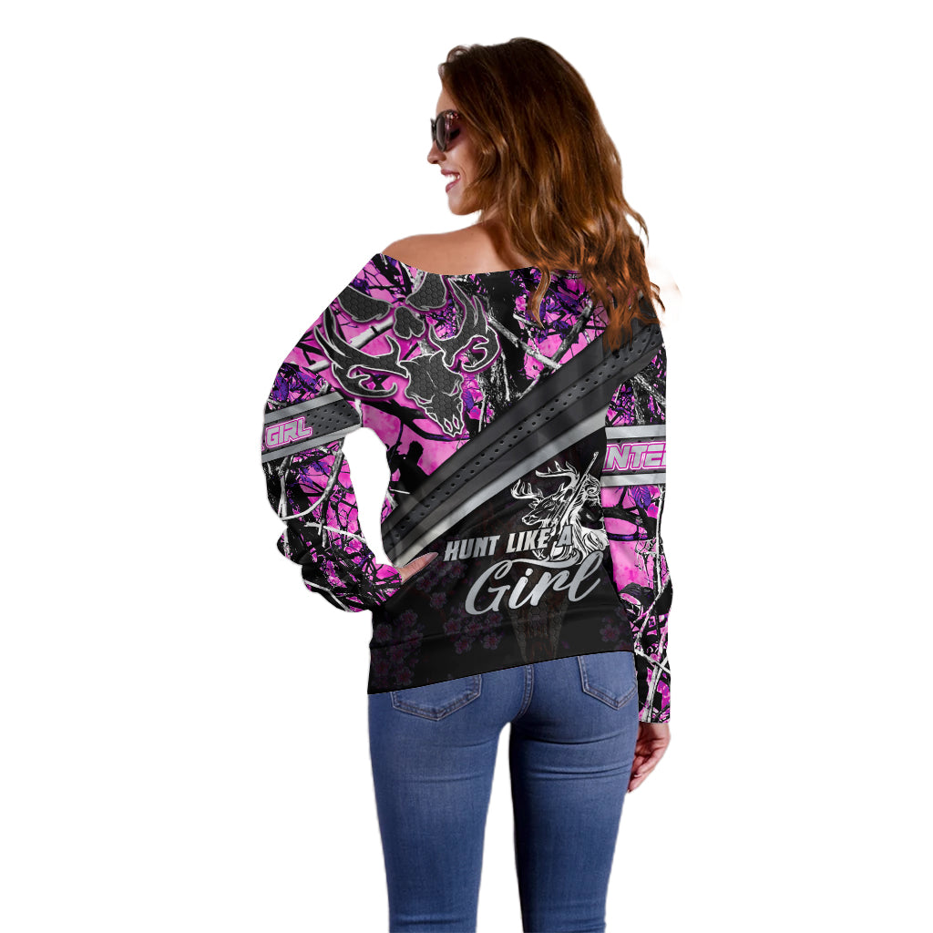 Hunt Like A Girl Off Shoulder Sweater Forest Purple - Wonder Print Shop