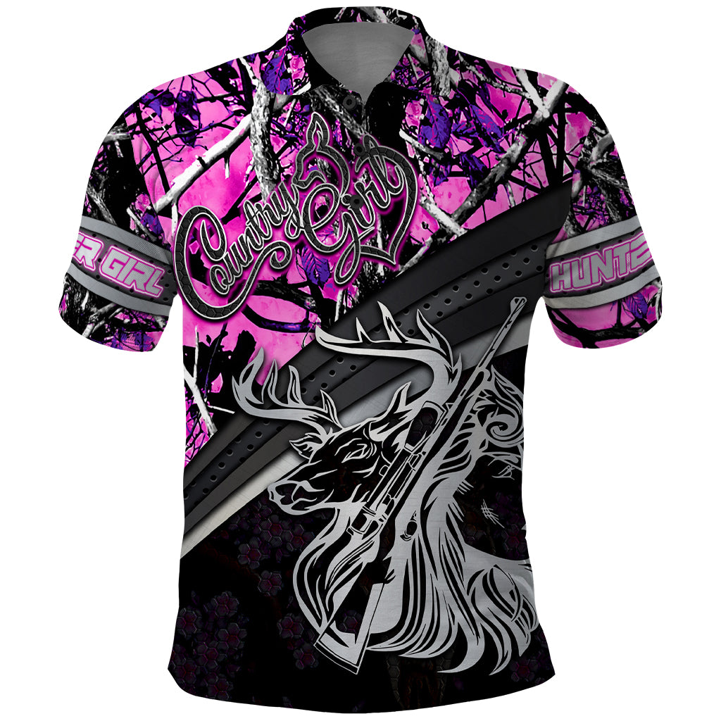 Hunt Like A Girl Polo Shirt Forest Purple - Wonder Print Shop