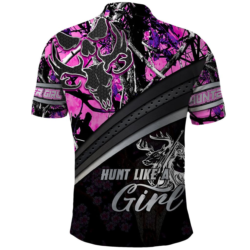 Hunt Like A Girl Polo Shirt Forest Purple - Wonder Print Shop