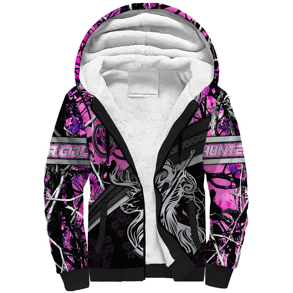 Hunt Like A Girl Sherpa Hoodie Forest Purple - Wonder Print Shop