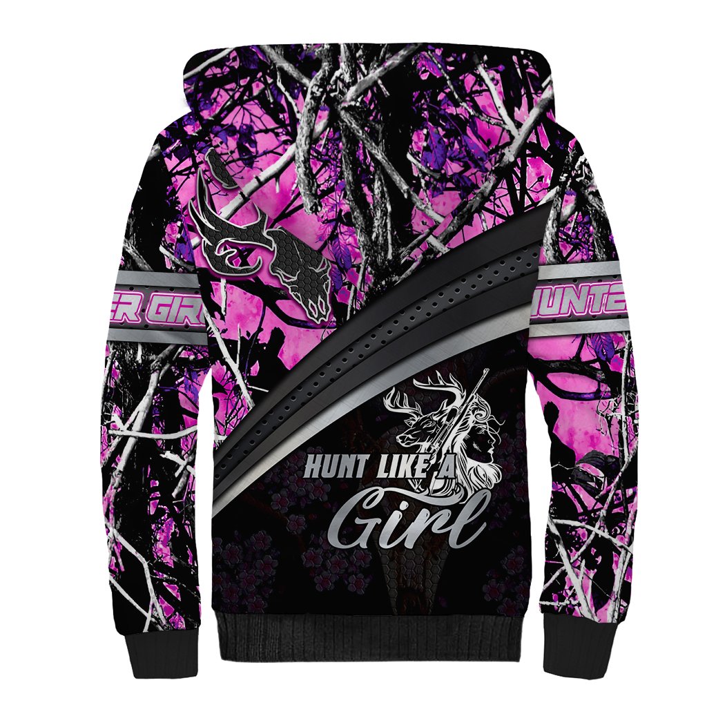 Hunt Like A Girl Sherpa Hoodie Forest Purple - Wonder Print Shop