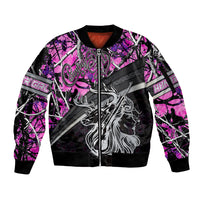 Hunt Like A Girl Sleeve Zip Bomber Jacket Forest Purple - Wonder Print Shop