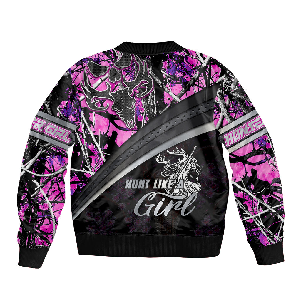 Hunt Like A Girl Sleeve Zip Bomber Jacket Forest Purple - Wonder Print Shop