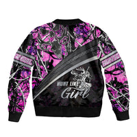 Hunt Like A Girl Sleeve Zip Bomber Jacket Forest Purple - Wonder Print Shop