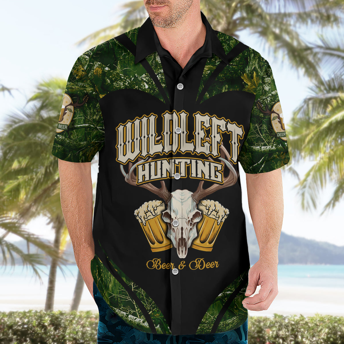 Wildlife Hunting Hawaiian Shirt Beer And Deer - Wonder Print Shop