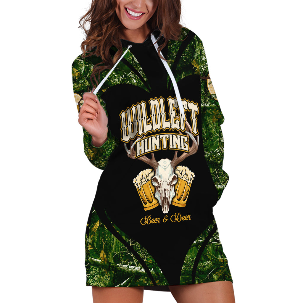 Wildlife Hunting Hoodie Dress Beer And Deer - Wonder Print Shop
