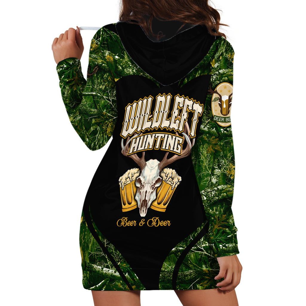 Wildlife Hunting Hoodie Dress Beer And Deer - Wonder Print Shop