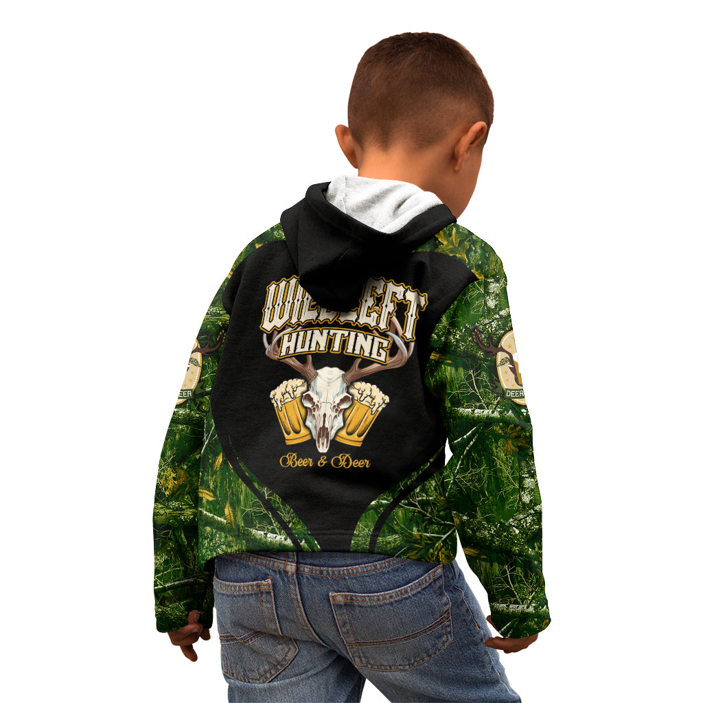 Wildlife Hunting Kid Hoodie Beer And Deer - Wonder Print Shop