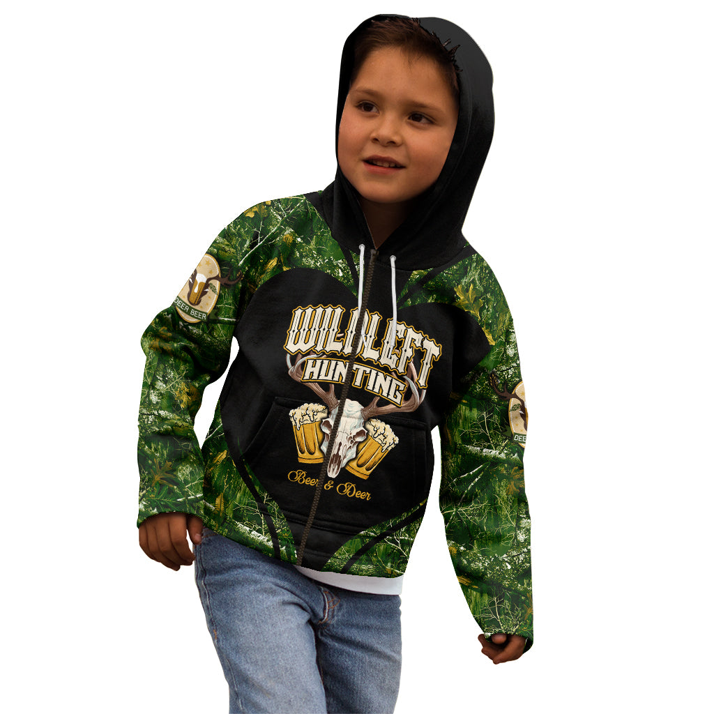 Wildlife Hunting Kid Hoodie Beer And Deer - Wonder Print Shop