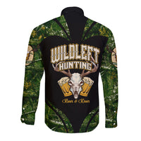 Wildlife Hunting Long Sleeve Button Shirt Beer And Deer - Wonder Print Shop