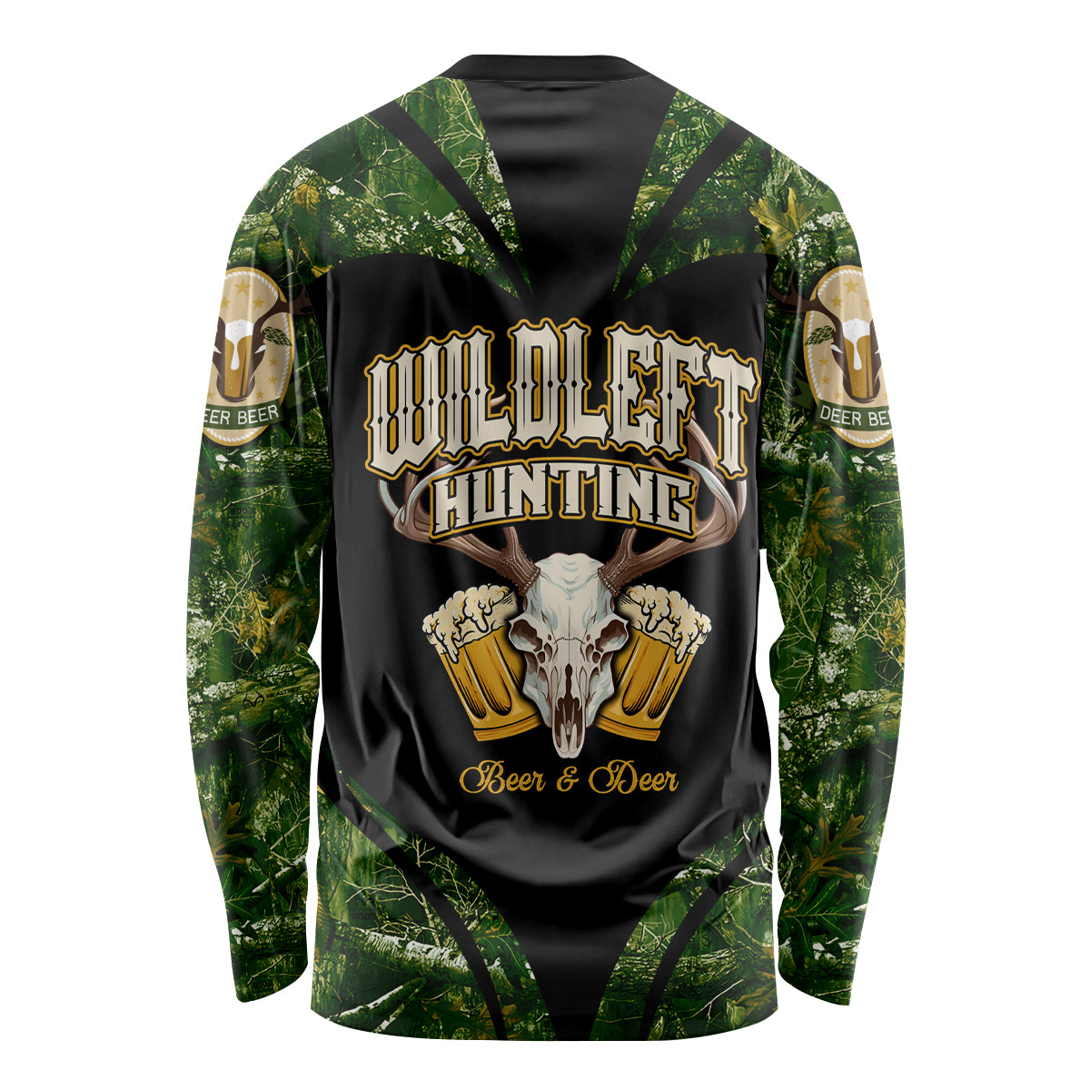 Wildlife Hunting Long Sleeve Shirt Beer And Deer - Wonder Print Shop