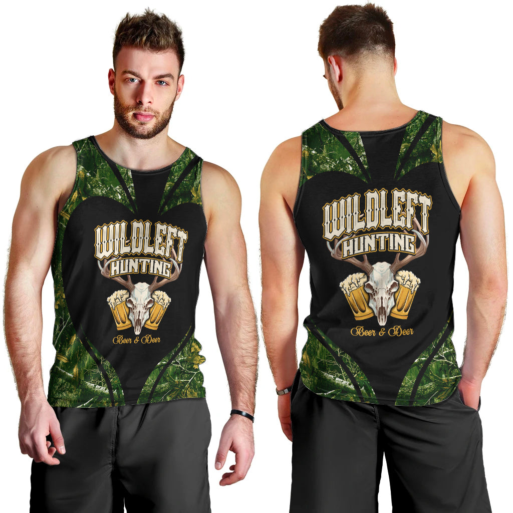 Wildlife Hunting Men Tank Top Beer And Deer - Wonder Print Shop
