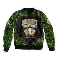 Wildlife Hunting Sleeve Zip Bomber Jacket Beer And Deer - Wonder Print Shop