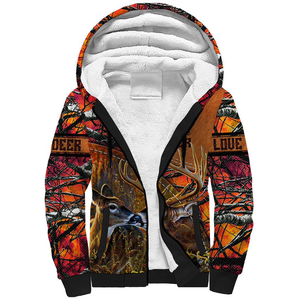 Love Deer Sherpa Hoodie Deer Hunting Realtree Fire - Wonder Print Shop