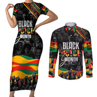 Personalized Black History Month Couples Matching Short Sleeve Bodycon Dress and Long Sleeve Button Shirt - Wonder Print Shop