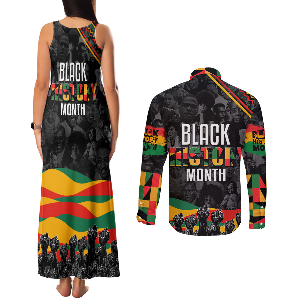 Personalized Black History Month Couples Matching Tank Maxi Dress and Long Sleeve Button Shirt - Wonder Print Shop