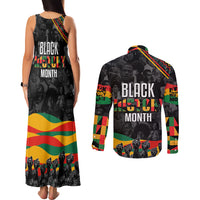 Personalized Black History Month Couples Matching Tank Maxi Dress and Long Sleeve Button Shirt - Wonder Print Shop