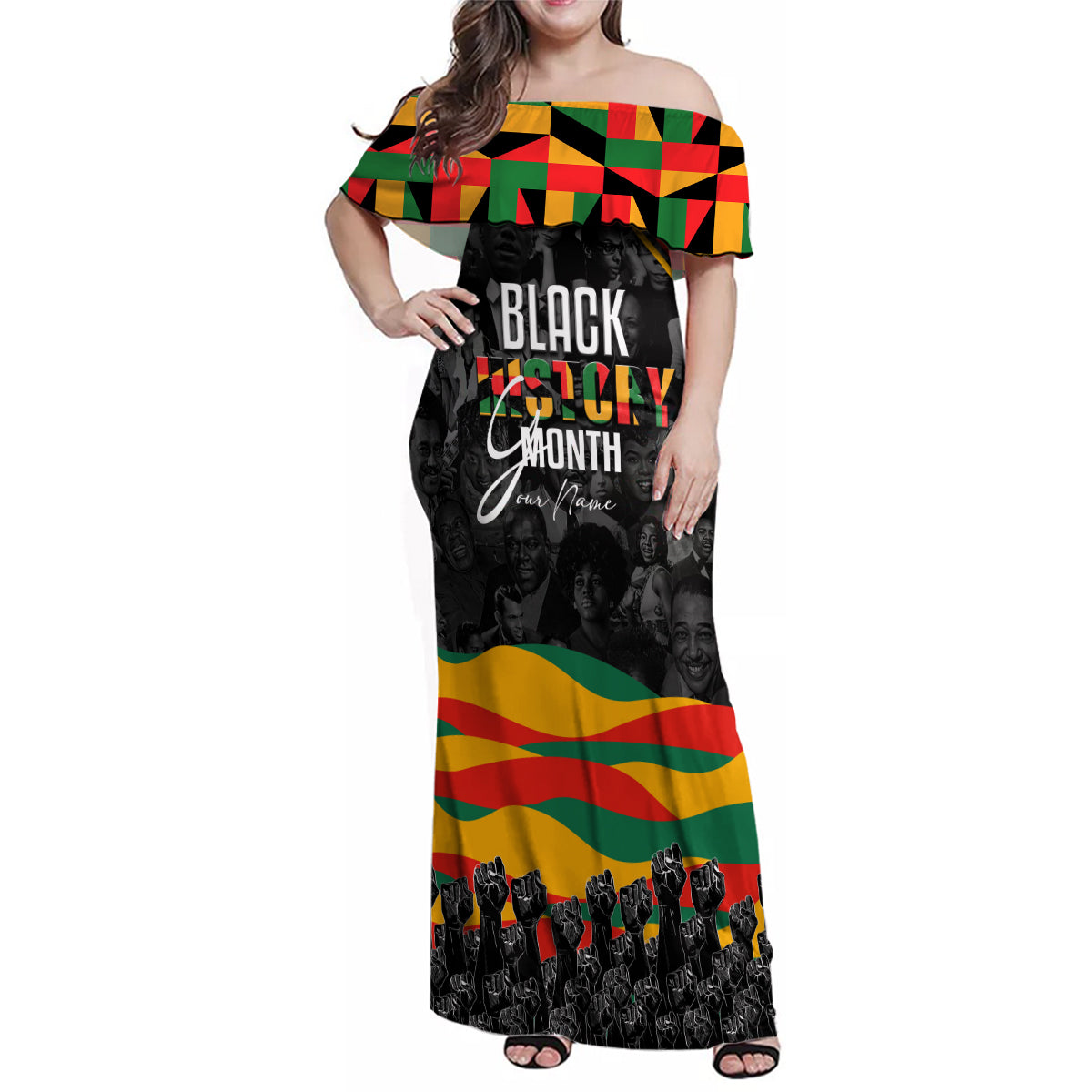 Personalized Black History Month Family Matching Off Shoulder Maxi Dress and Hawaiian Shirt - Wonder Print Shop