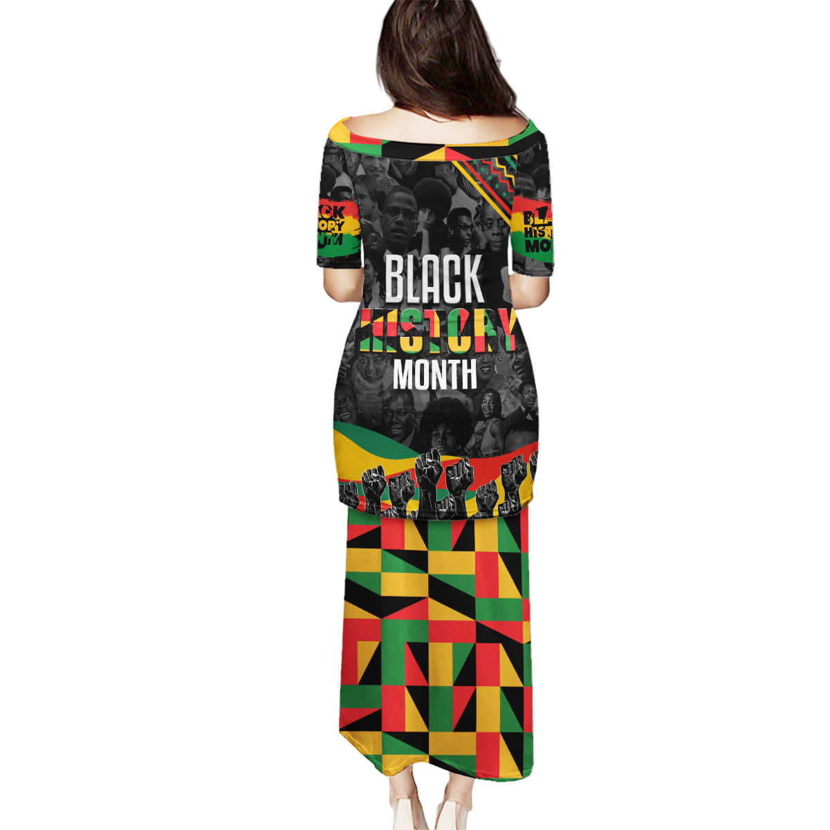 Personalized Black History Month Family Matching Puletasi and Hawaiian Shirt - Wonder Print Shop