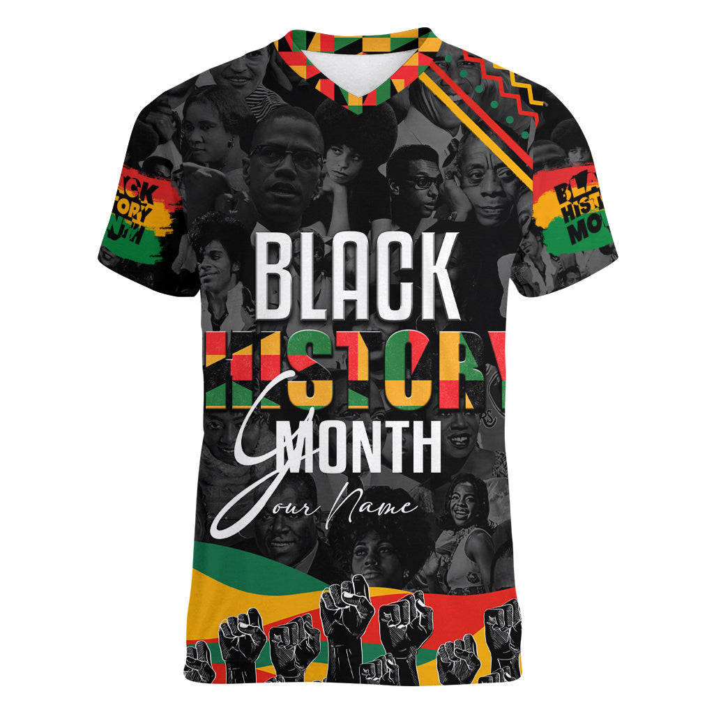 Personalized Black History Month Women V Neck T Shirt - Wonder Print Shop