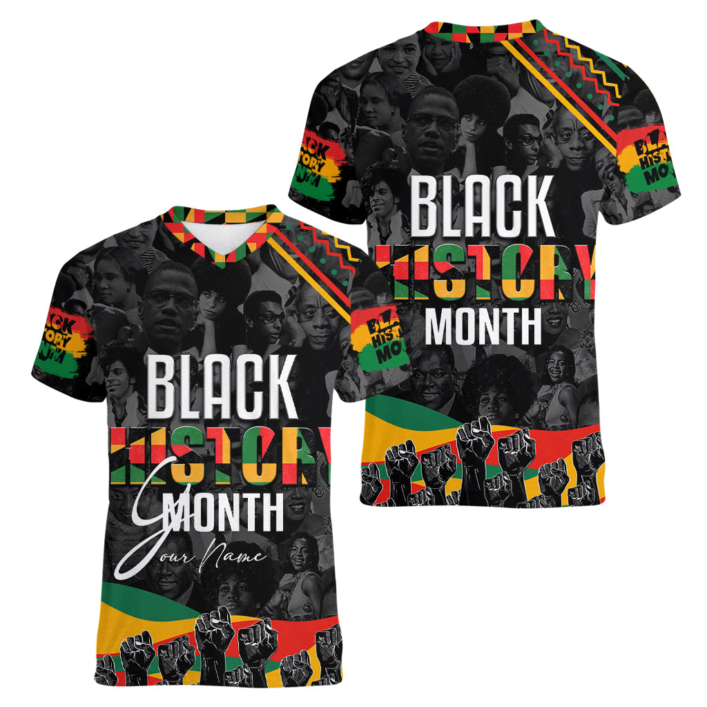 Personalized Black History Month Women V Neck T Shirt - Wonder Print Shop