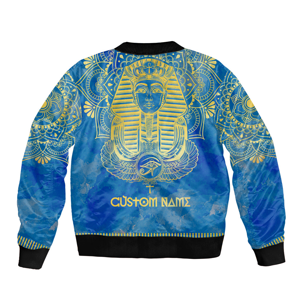 Personalized Mandala Egyptian Pharaoh Bomber Jacket Eye of Horus Blue - Wonder Print Shop