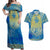 Personalized Mandala Egyptian Pharaoh Couples Matching Off Shoulder Maxi Dress and Hawaiian Shirt Eye of Horus Blue - Wonder Print Shop