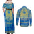 Personalized Mandala Egyptian Pharaoh Couples Matching Off Shoulder Maxi Dress and Long Sleeve Button Shirt Eye of Horus Blue - Wonder Print Shop