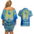 Personalized Mandala Egyptian Pharaoh Couples Matching Off Shoulder Short Dress and Hawaiian Shirt Eye of Horus Blue - Wonder Print Shop