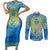 Personalized Mandala Egyptian Pharaoh Couples Matching Short Sleeve Bodycon Dress and Long Sleeve Button Shirt Eye of Horus Blue - Wonder Print Shop