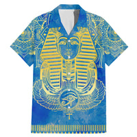 Personalized Mandala Egyptian Pharaoh Family Matching Mermaid Dress and Hawaiian Shirt Eye of Horus Blue - Wonder Print Shop