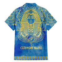 Personalized Mandala Egyptian Pharaoh Family Matching Mermaid Dress and Hawaiian Shirt Eye of Horus Blue - Wonder Print Shop