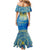 Personalized Mandala Egyptian Pharaoh Family Matching Mermaid Dress and Hawaiian Shirt Eye of Horus Blue - Wonder Print Shop
