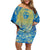 Personalized Mandala Egyptian Pharaoh Family Matching Off Shoulder Short Dress and Hawaiian Shirt Eye of Horus Blue - Wonder Print Shop