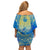 Personalized Mandala Egyptian Pharaoh Family Matching Off Shoulder Short Dress and Hawaiian Shirt Eye of Horus Blue - Wonder Print Shop