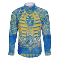Personalized Mandala Egyptian Pharaoh Family Matching Puletasi and Hawaiian Shirt Eye of Horus Blue - Wonder Print Shop