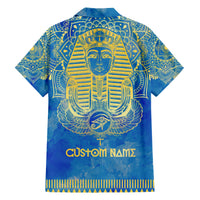 Personalized Mandala Egyptian Pharaoh Family Matching Short Sleeve Bodycon Dress and Hawaiian Shirt Eye of Horus Blue - Wonder Print Shop