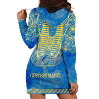 Personalized Mandala Egyptian Pharaoh Hoodie Dress Eye of Horus Blue - Wonder Print Shop